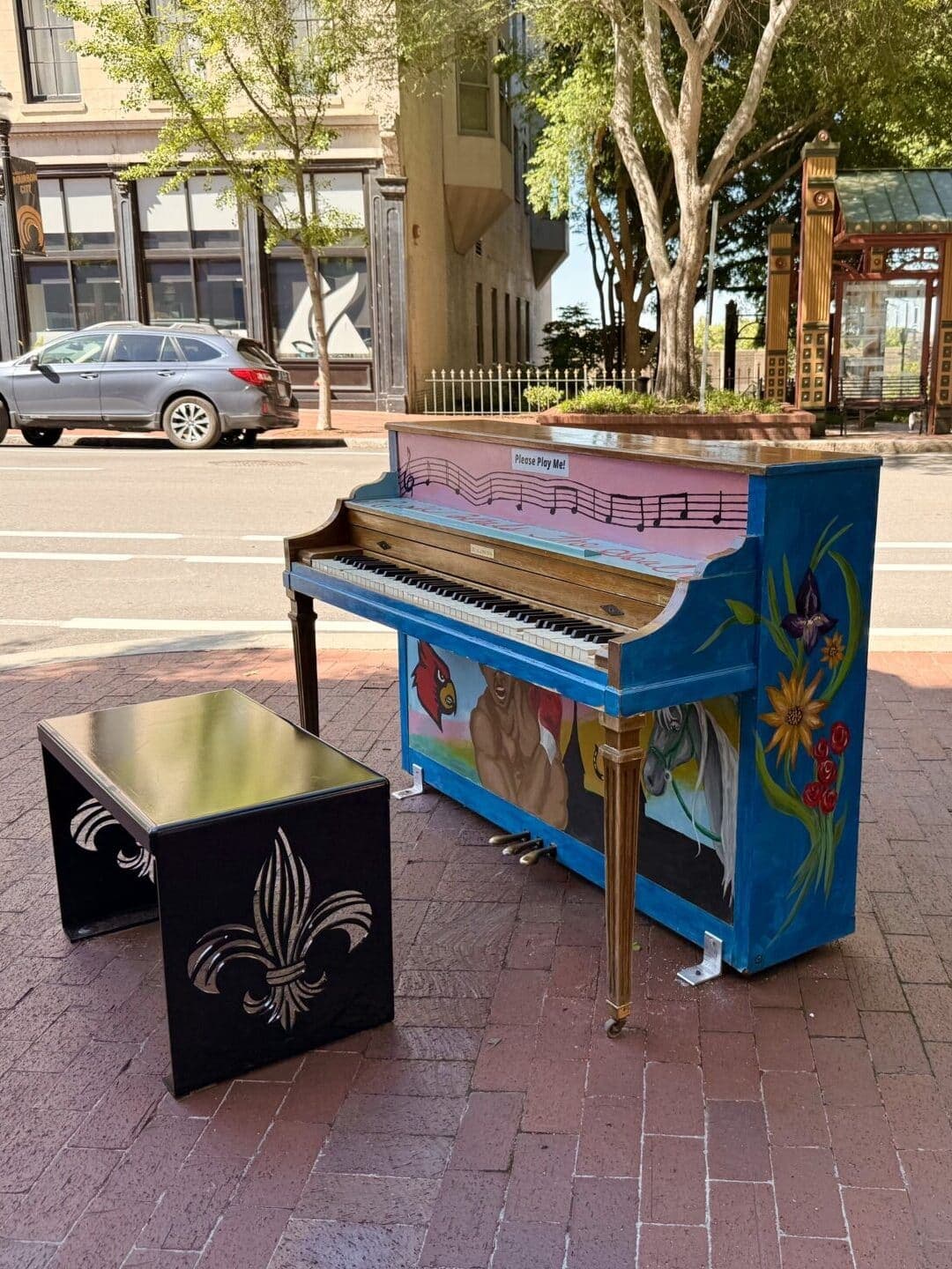 Photo of Music Heals the Soul at 700 W Main St, Louisville, KY 40202. A 2026 Downtown Tunes public piano at 21c Museum Hotel, painted as “Music…