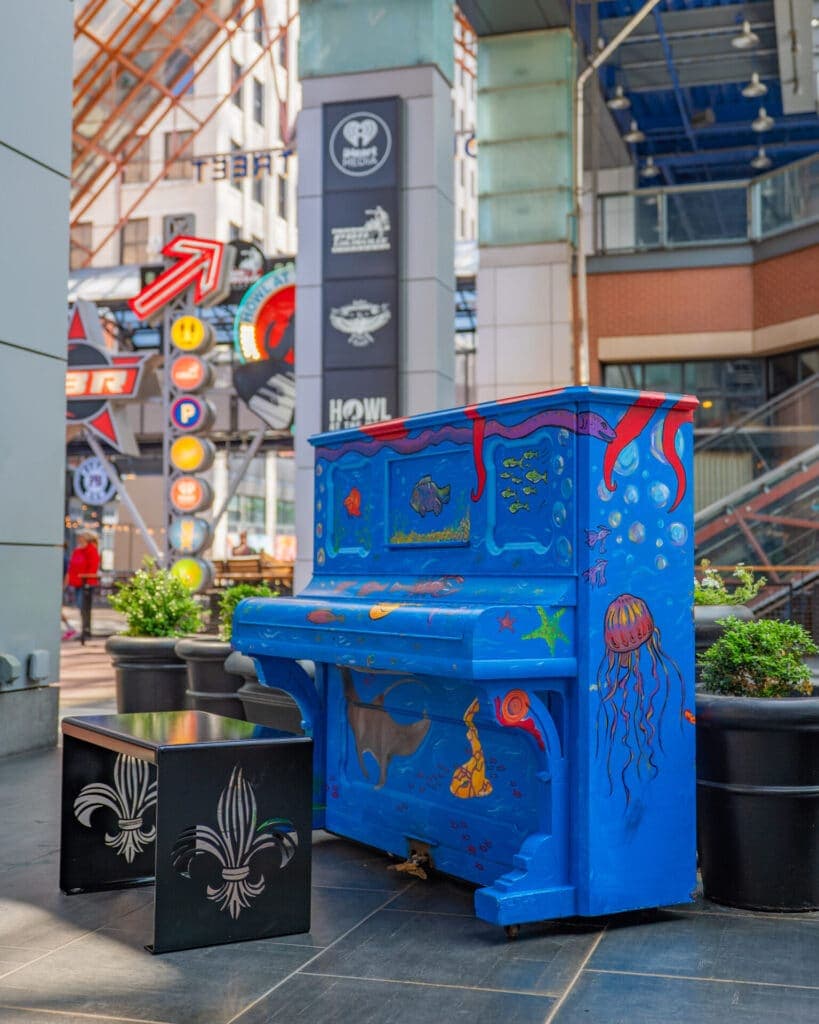 Photo of Under the Sea at 411 S 4th Street, Louisville KY 40202. Downtown Tunes piano at Fourth Street Live!; daily 09:00–21:00, weather…