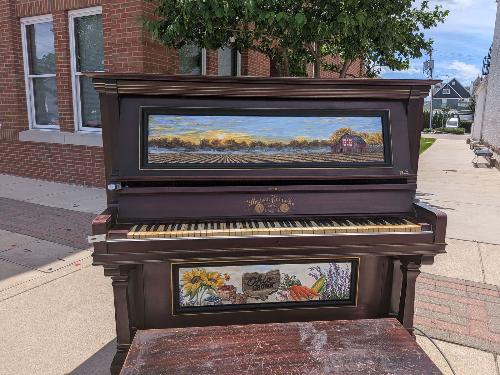 Photo of Ohio Grows at 110 E Main Street, Troy OH 45373. Painted Piano Project unit near Purebred Coffee; publicly playable through…