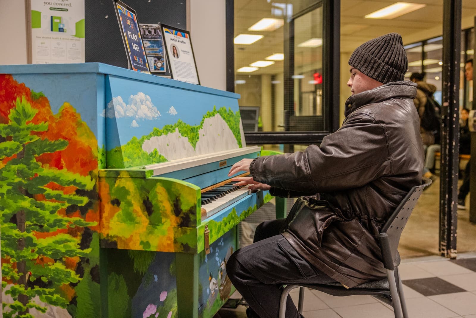 Photo of Scarborough Bluffs Public Piano at University of Toronto Scarborough Library, 1265, Military Trail, Highland Creek, Scarborough—Rouge Park, Scarborough, Toronto, Golden…