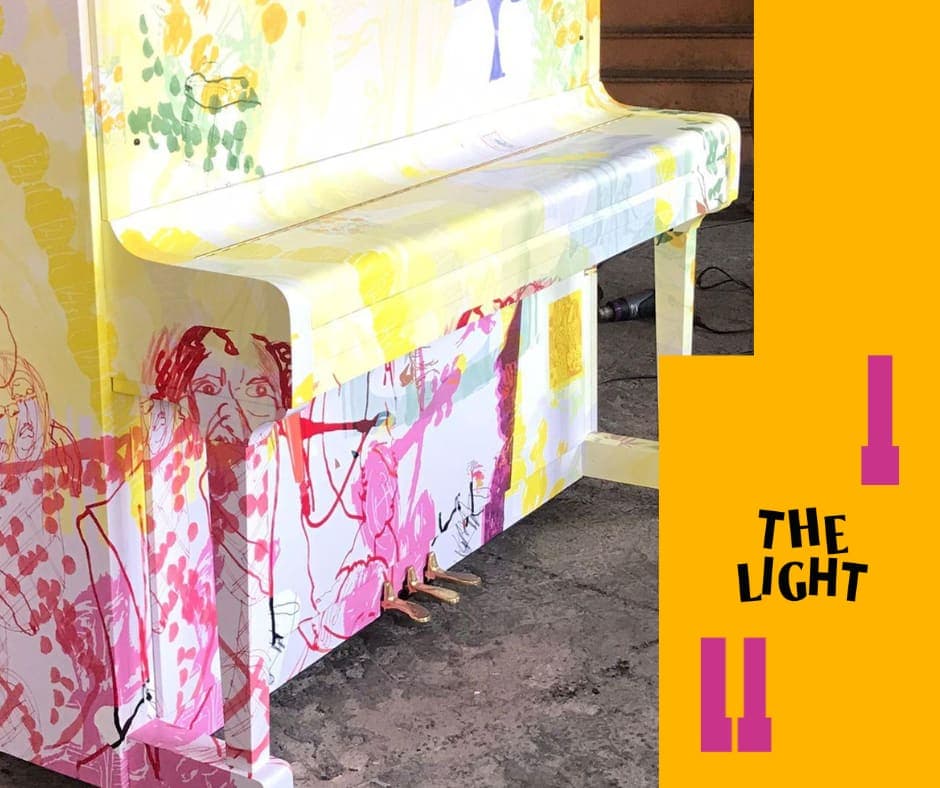Photo of The Light Piano at The Light, The Headrow, Arena Quarter, Lovell Park, Leeds, West Yorkshire, England, LS1 8TL, United Kingdom. A Rosie Vohra-decorated Boston public…