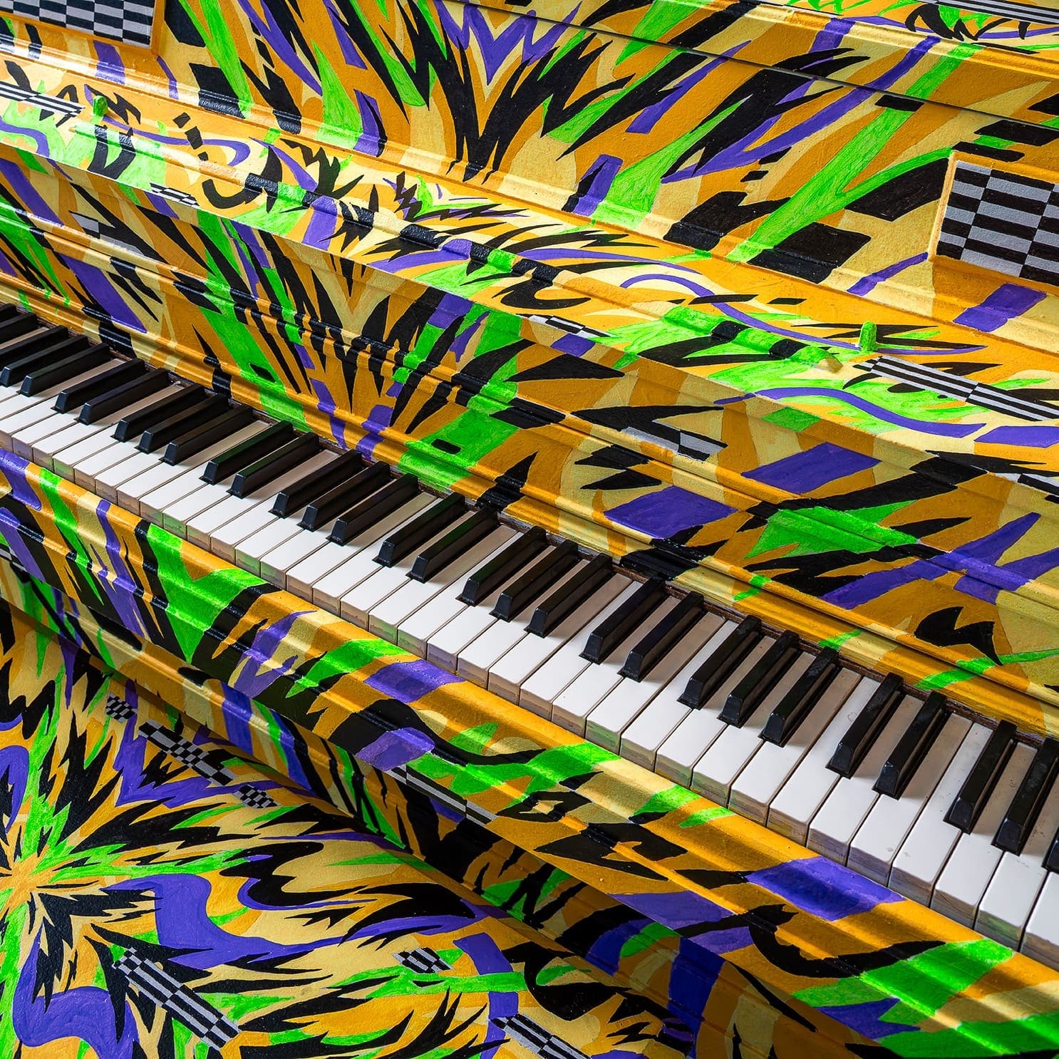 Photo of Alex Cerutti Rotunda Piano at San Diego International Airport, 3225 N Harbor Drive, San Diego CA 92101. Terminal 2 West Rotunda after security; interactive public piano,…