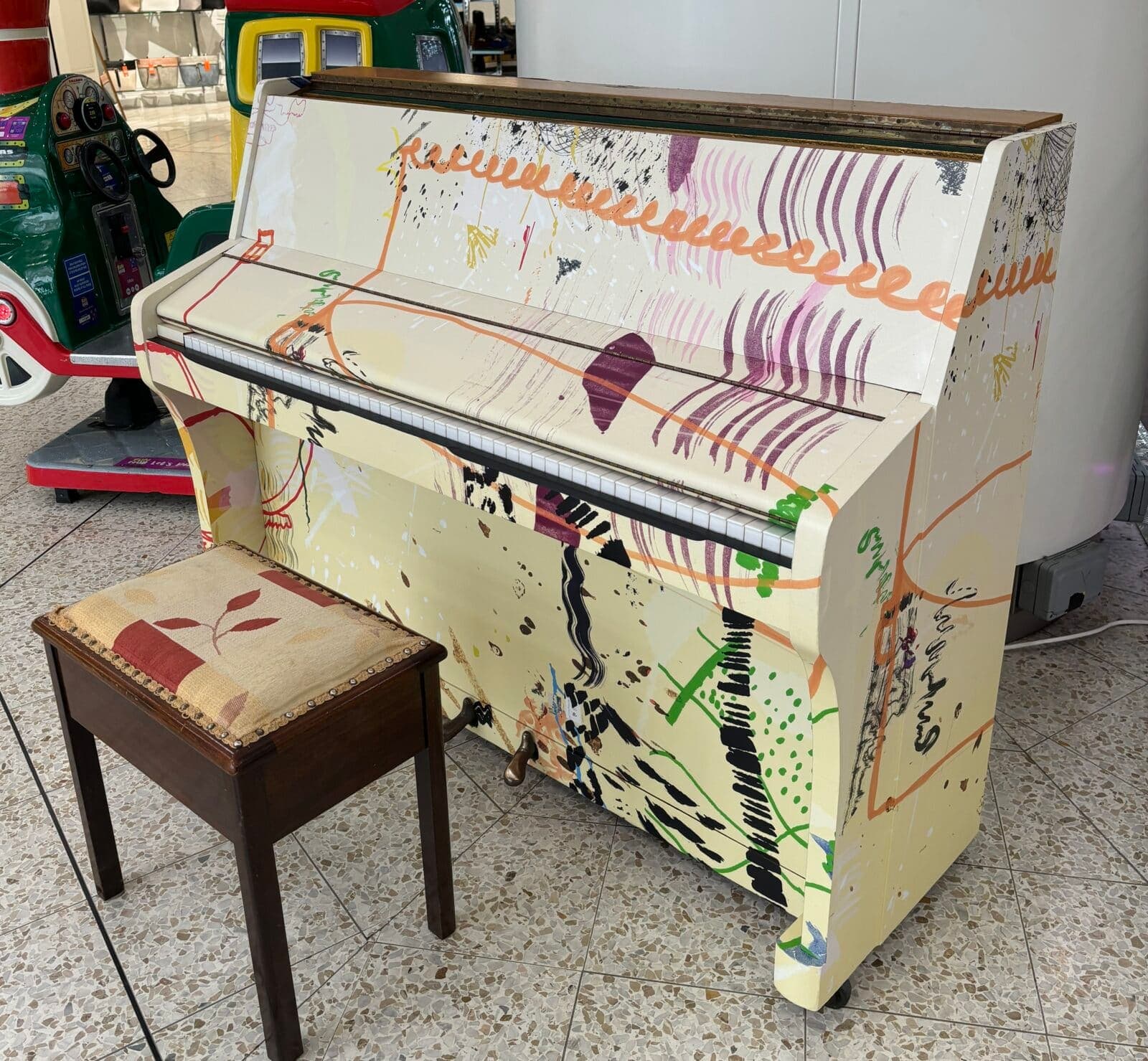 Photo of St John's Centre Piano at Merrion Street, Arena Quarter, Lovell Park, Leeds, West Yorkshire, England, LS2 8LW, United Kingdom. A Rosie Vohra-designed public piano inside…