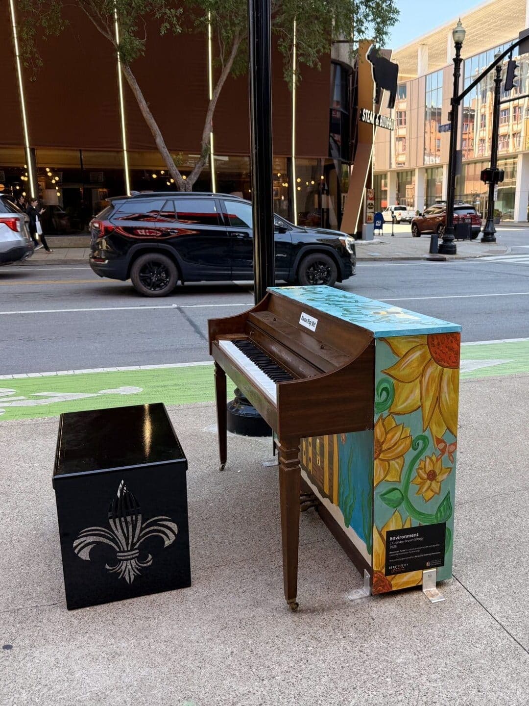 Photo of Environment at 401 W Market St, Louisville, KY 40202. A 2026 Downtown Tunes public piano at Derby City Gaming Downtown, painted as…