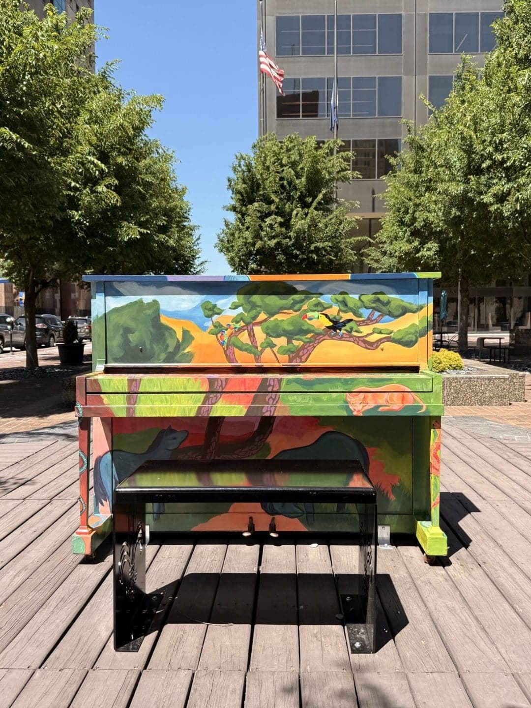 Photo of Jungle Groove at 101 S 5th Street, Louisville KY 40202. Downtown Tunes piano at PNC Tower South Plaza; daily 09:00–21:00, weather…