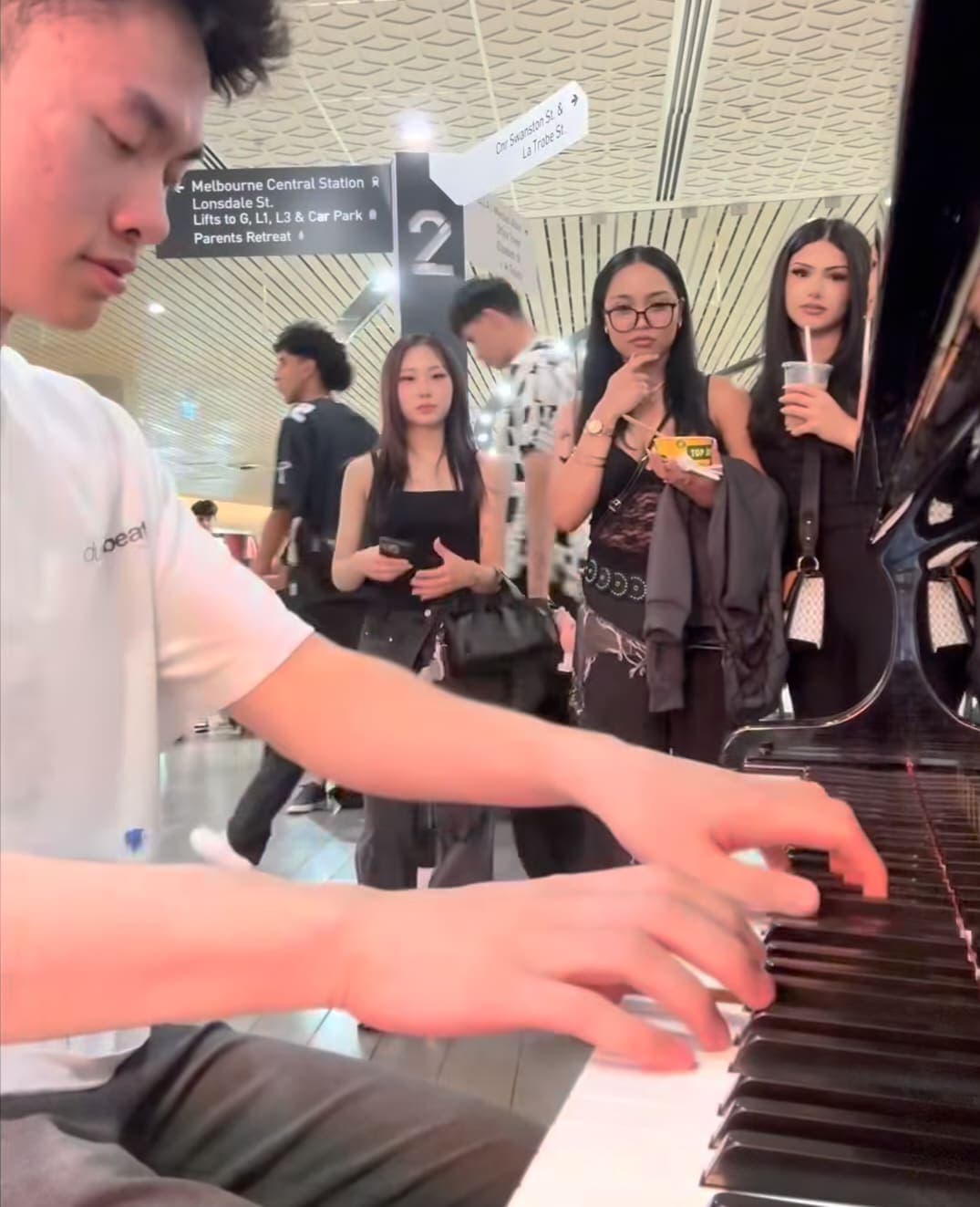Photo of Melbourne Central Shopping Centre at 144, Swanston Street, Greek Precinct, Melbourne, Victoria, 3000, Australia. This piano is in the Level 2 food court at Melbourne…