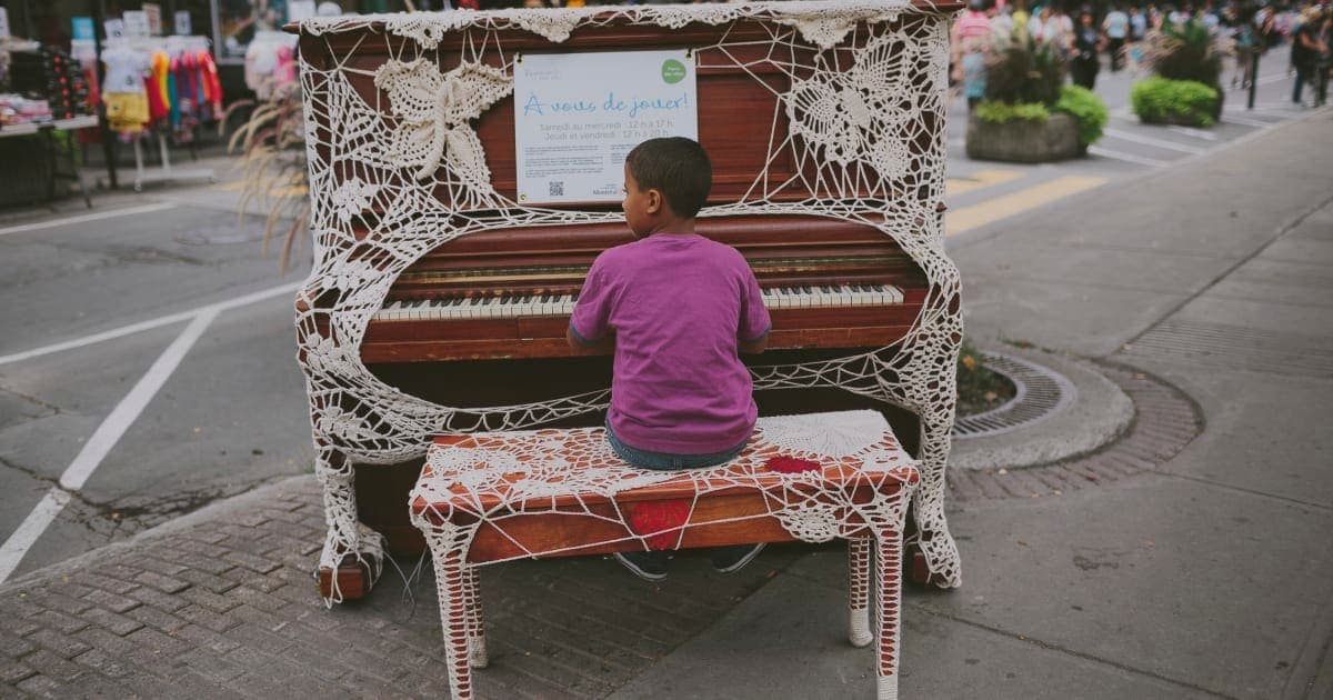 Photo of Public Piano — Plaza Saint-Hubert at Plaza St-Hubert, 6905, Rue Saint-Hubert, La Petite-Patrie, Rosemont–La Petite-Patrie, Montréal, Agglomération de Montréal, Montréal…