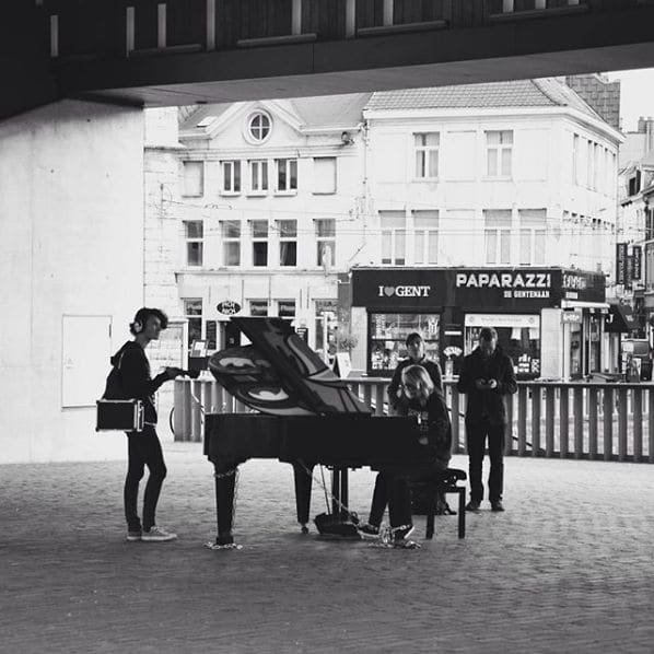 Public piano in Ghent, East Flanders, Belgium