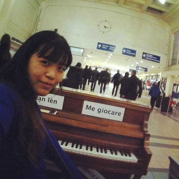 Public piano in Leeds, England, United Kingdom