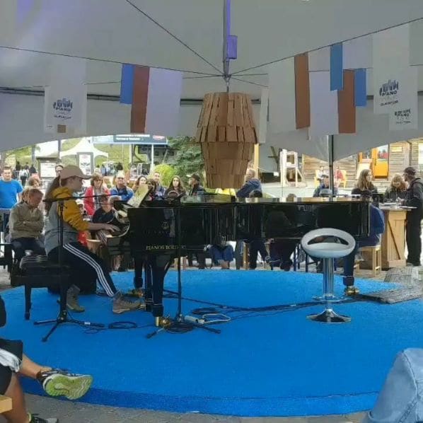 Public piano in Les Laurentides, Quebec, Canada
