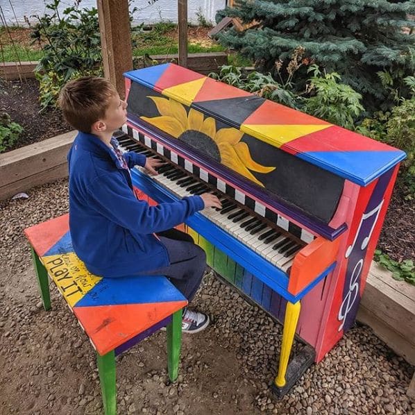 Public piano in Drumheller, Alberta, Canada