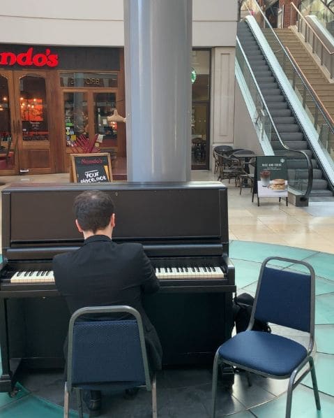 Public piano in Leeds, England, United Kingdom
