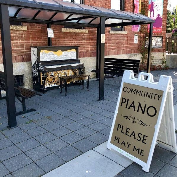 Public piano in Town of High River, Alberta, Canada