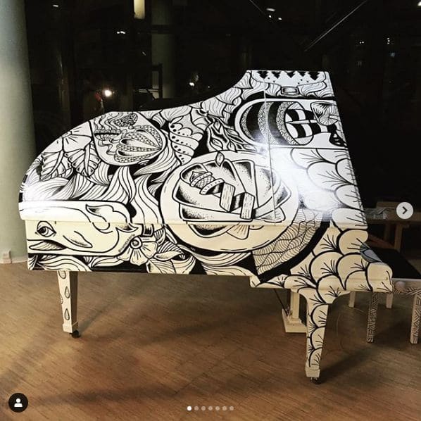Public piano in Odense, Region of Southern Denmark, Denmark