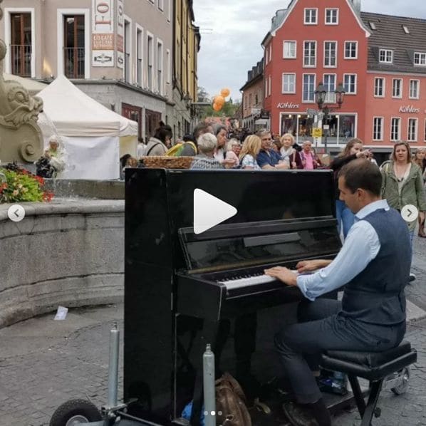 Public piano in Würzburg, Bavaria, Germany