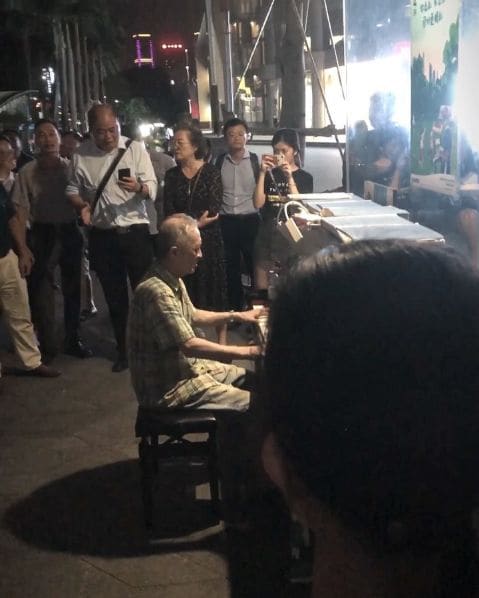 Public piano in Luohu District, Guangdong Province, China