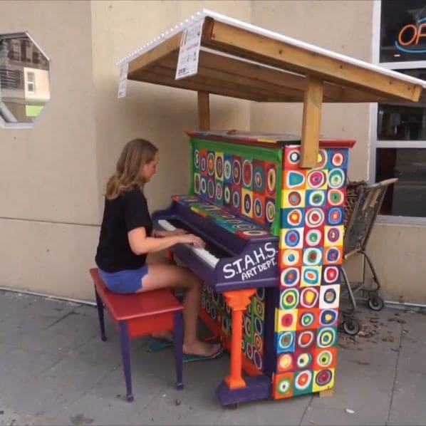 Public piano in Kenora, Ontario, Canada