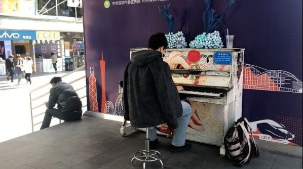 Public piano in Futian District, Guangdong Province, China