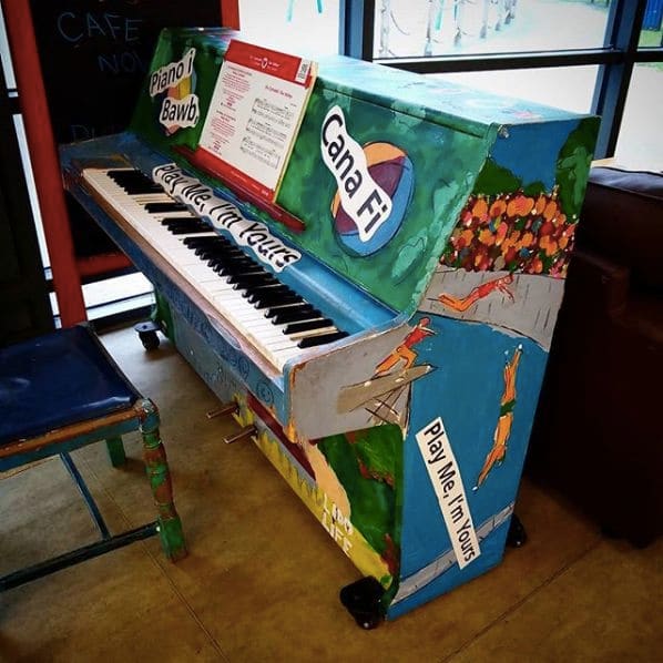 Public piano in Rhondda Cynon Taf, Wales, United Kingdom