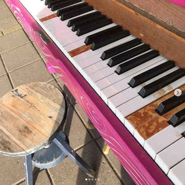 Public piano in Warwickshire, England, United Kingdom