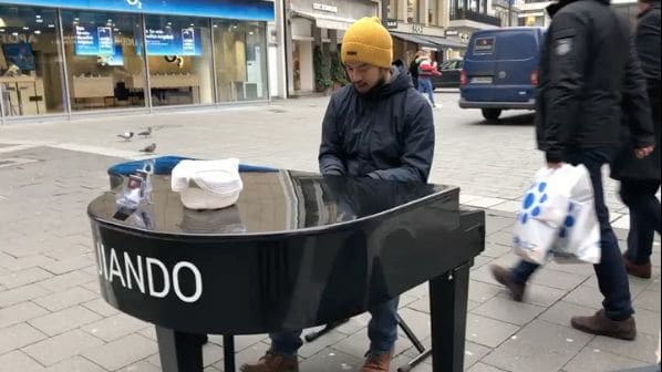 Public piano in Dusseldorf, North Rhine-Westphalia, Germany