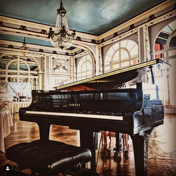Public piano in Calvados, Normandy, France