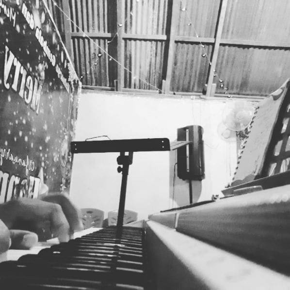 Public piano in Maliambao, North Sulawesi, Indonesia
