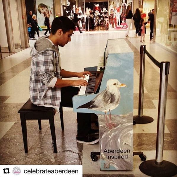 Public piano in Aberdeen, Scotland, United Kingdom