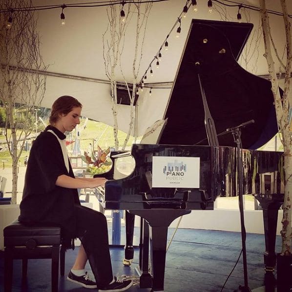 Public piano in Les Laurentides, Quebec, Canada