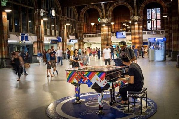 Public piano in Schiphol, North Holland, Netherlands
