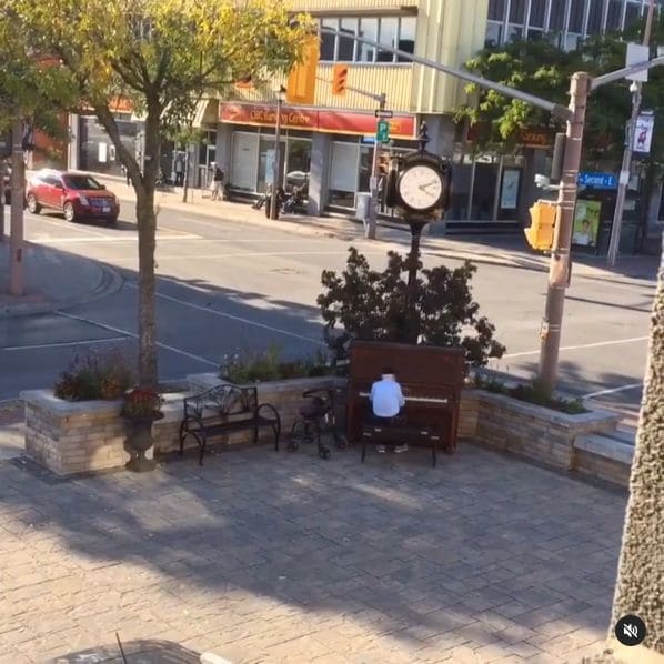 Public piano in Cornwall, Ontario, Canada