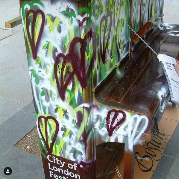 Public piano in City of London, England, United Kingdom