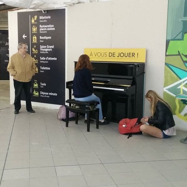 Public piano in Rennes, Brittany, France