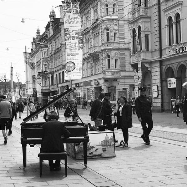 Public piano in Graz, Styria, Austria