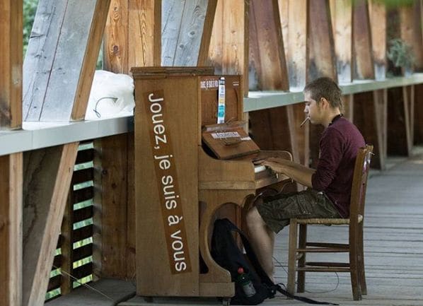Public piano in Perly-Certoux, Geneva, Switzerland