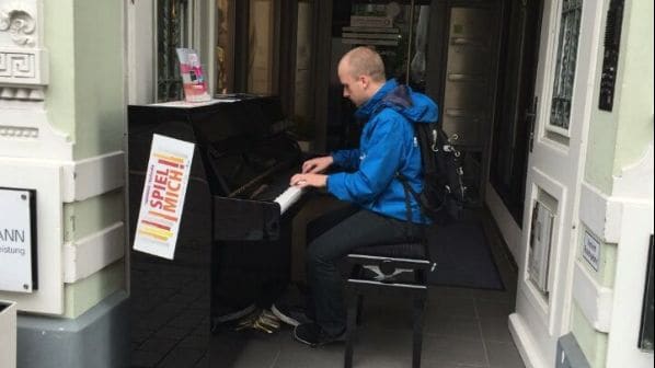 Public piano in Karlsruhe, Baden-Württemberg, Germany