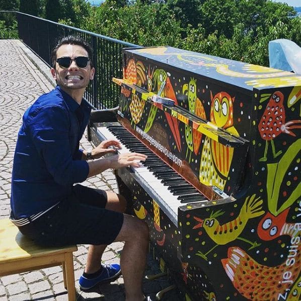 Public piano in Cologny, Geneva, Switzerland