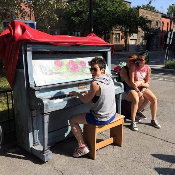 Public piano in Finistère, Brittany, France