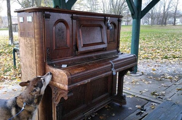 Public piano in Orillia, Ontario, Canada