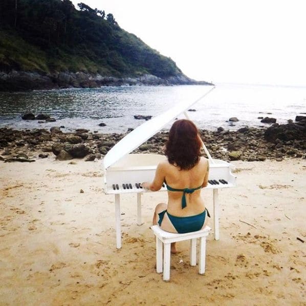 Public piano in Nai Harn, Phuket Province, Thailand