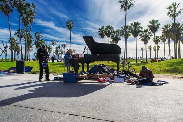 Public piano in Santa Monica, California, United States