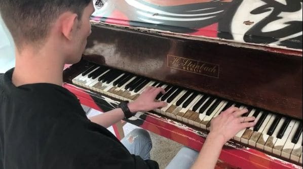 Public piano in Leeds, England, United Kingdom
