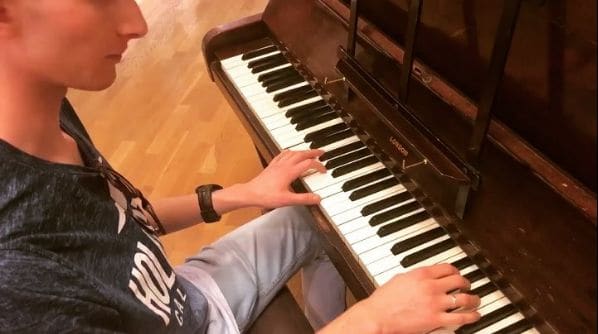 Public piano in Peterborough, England, United Kingdom