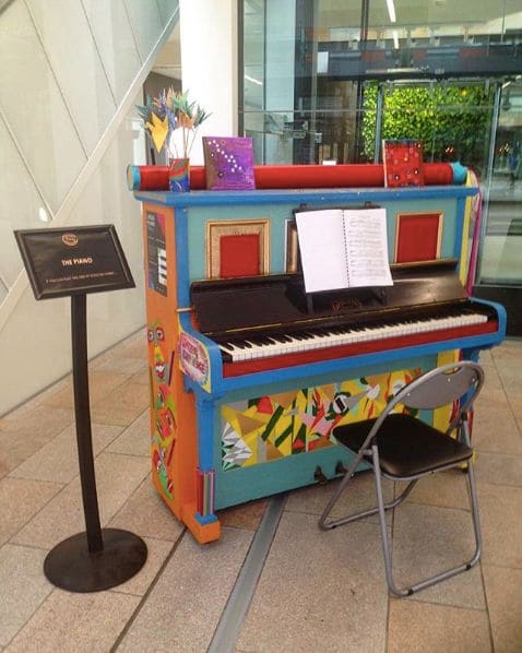 Public piano in Leeds, England, United Kingdom