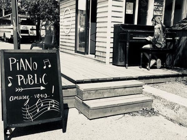 Public piano in L'Ïle-d'Orléans, Quebec, Canada