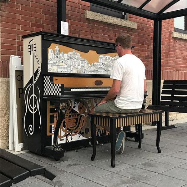Public piano in Town of High River, Alberta, Canada