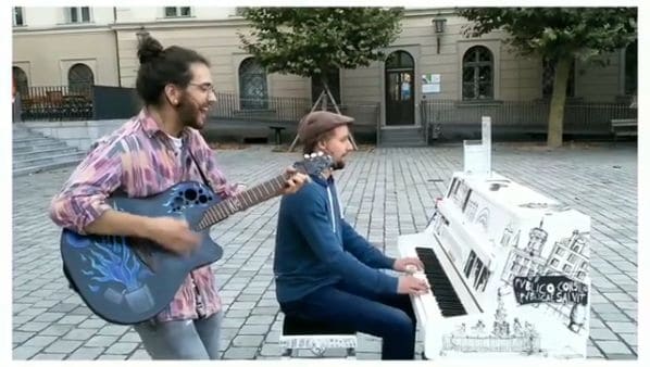 Public piano in Augsburg, Bavaria, Germany