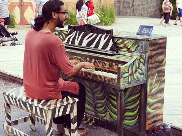 Public piano in Granby, Quebec, Canada
