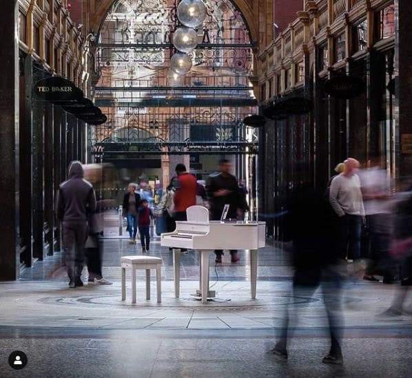 Public piano in Leeds, England, United Kingdom