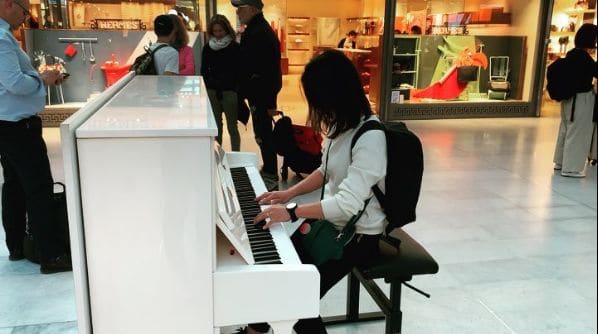 Public piano in Seine-et-Marne, Ile-de-France, France